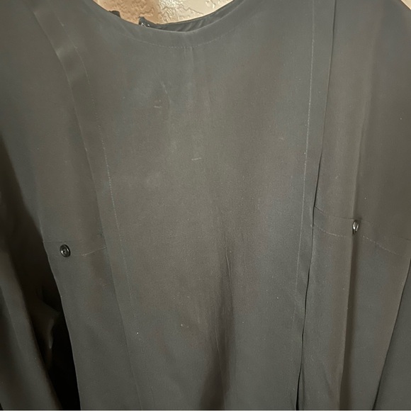 ALEX SPORT MILAN NEW YORK Silk Long Sleeved Blouse Womens 12 Black Elega… - Picture 7 of 10